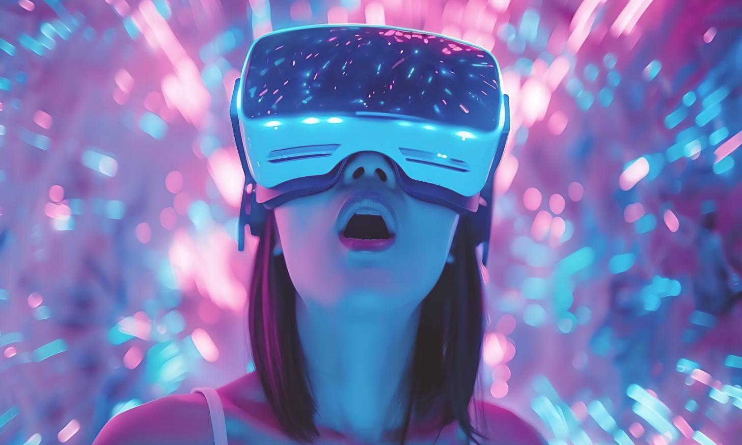 Close-up of hands using VR controllers with game engine UI visible in background