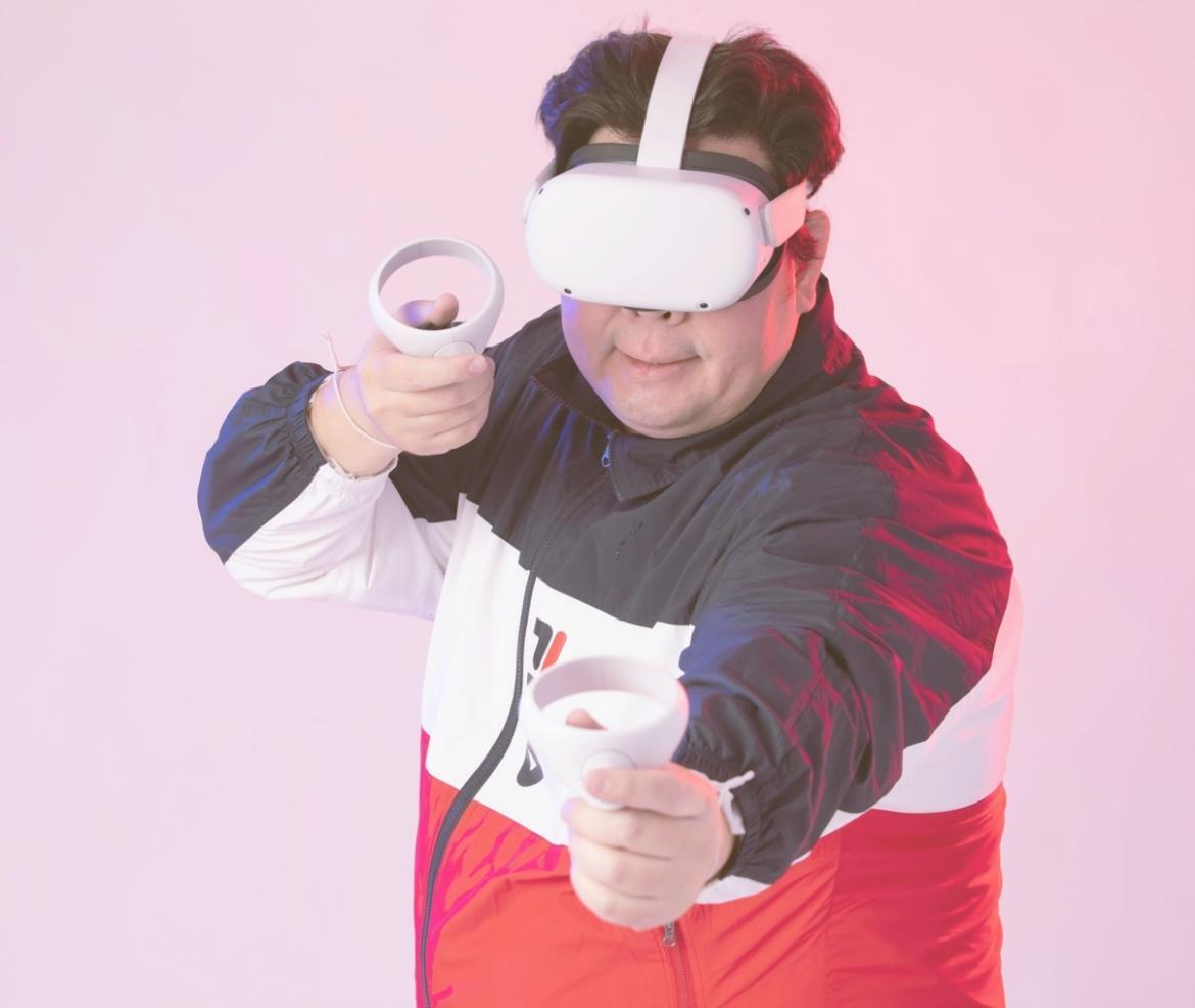 VR development workspace showing multiple screens with code and 3D environment